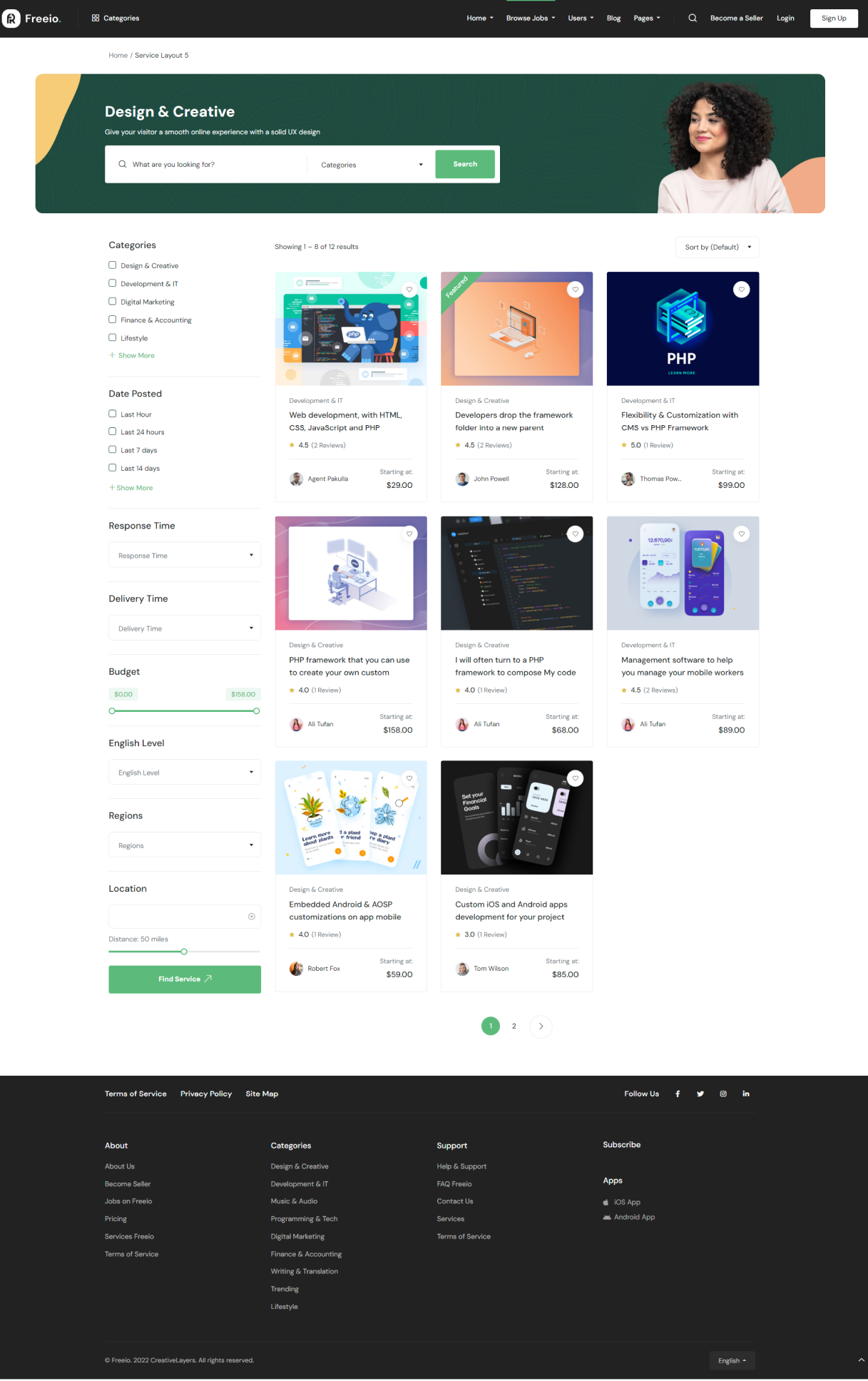 Fiverr CLone Service page